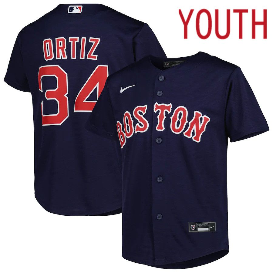 Youth Boston Red Sox #34 David Ortiz Navy 2022 Hall of Fame Replica Player MLB Jersey->youth mlb jersey->Youth Jersey